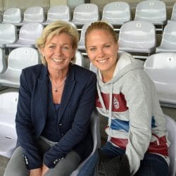 Bundestrainerin Silver Neid, Leonie Maier, 1. FFC Frankfurt - FC Bayern (1:1), 31.08.2014, Allianz Bundesliga, Fotoallerlei