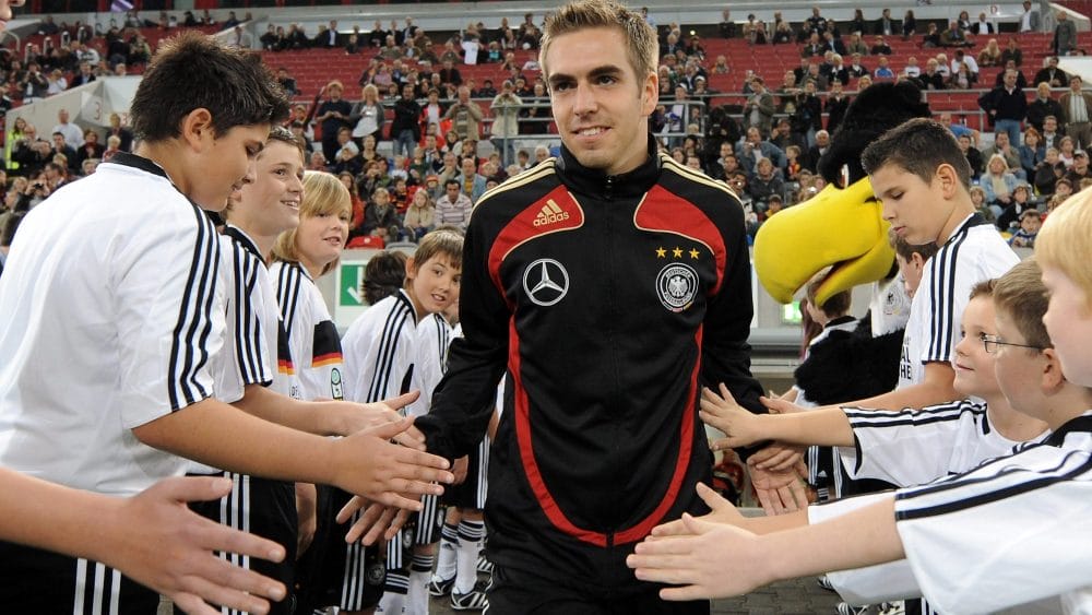 DUESSELDORF, NRW - OCTOBER 07: Philipp Lahm attends the stadium during a training session of the German National team at the LTU Arena on October 7, 2008 in Duesseldorf, Germany (Photo by Markus Gilliar-Pool/Bongarts/Getty Images)