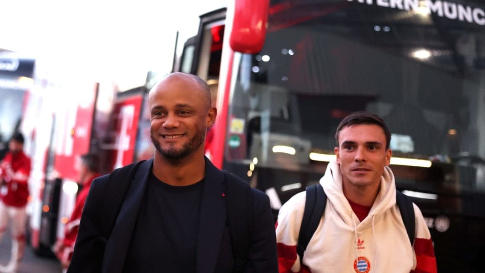 Vincent Kompany und Joao Palhinha vom FC Bayern München